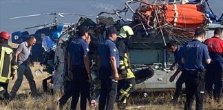 Denizli'de yangın söndürme helikopteri düştü