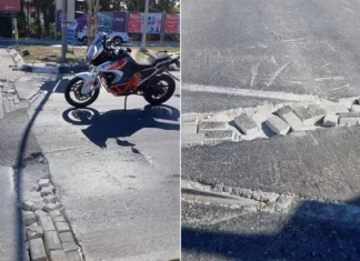 Lefkoşa’da yolun bozuk olması ve beton yerine küçük taşların kullanılması tepkilere yol açtı!