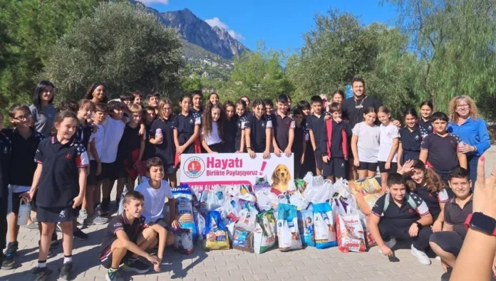 Öğrenciler ve Lions Klüpleri’nden Girne Hayvan Barınağı’na mama bağışı