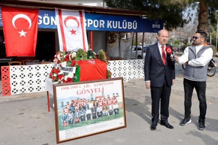 Cumhurbaşkanı Tatar, hayatını kaybeden iş insanı Cansu Ercantan için Gönyeli Spor Kulübü’nde düzenlenen törene katıldı